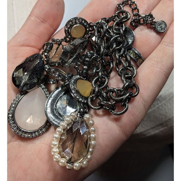 Simple Vera Vera Wang Gemmed Teardrop Fringe Necklace - Picture 3 of 6